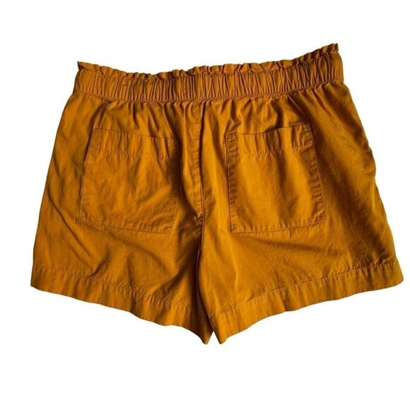 LOFT Paperbag Shorts 100% Cotton Gold Yellow High Waist Pockets SZ M - Picture 2 of 12